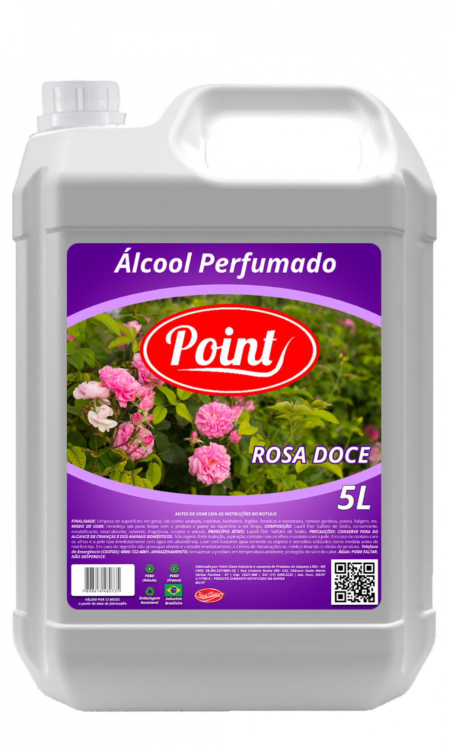 Álcool Perfumado Rosa Doce Point - 5 Litros